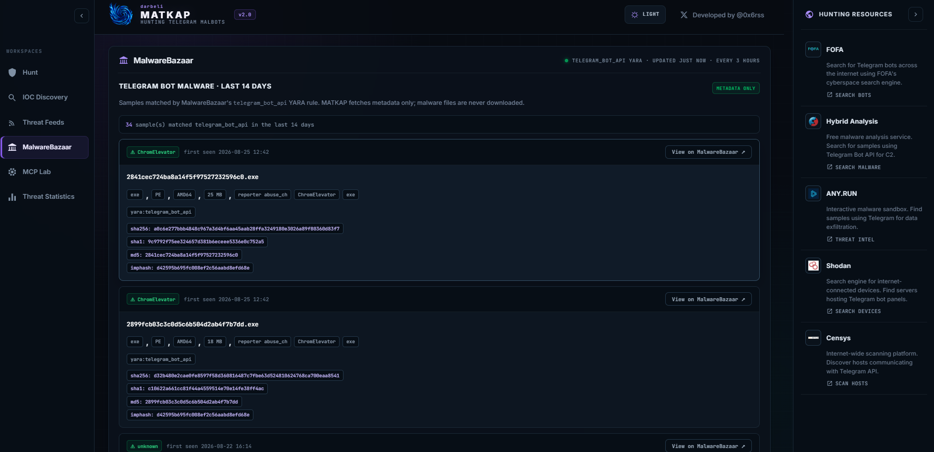 MATKAP MalwareBazaar feed
