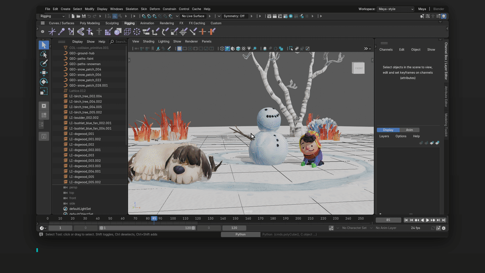 Maya or Blender, one click
