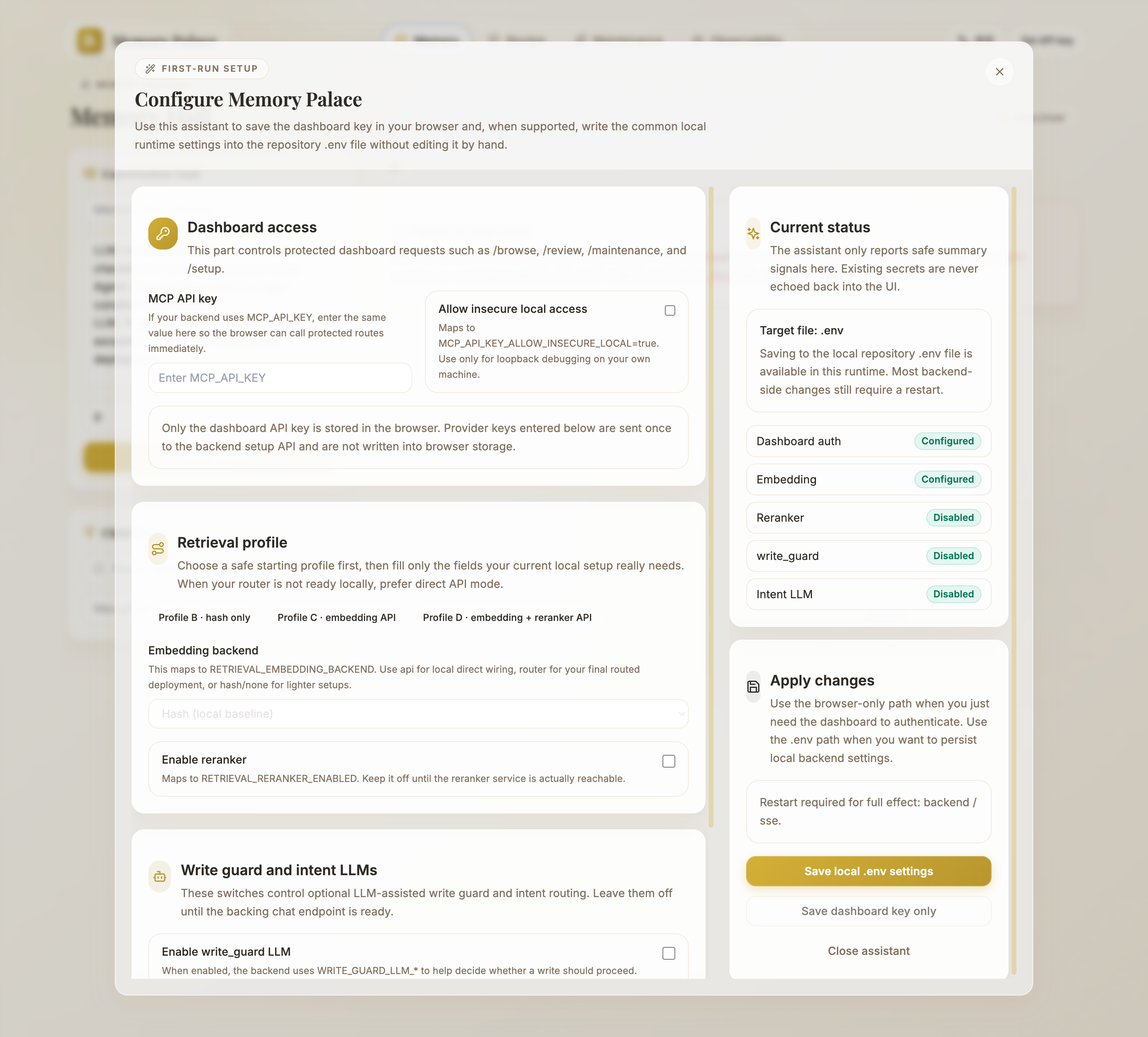 Setup assistant