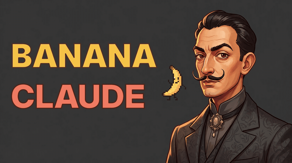 Banana Claude character cycling through thirty artistic urban looks while the Banana Claude title and pixel banana remain fixed