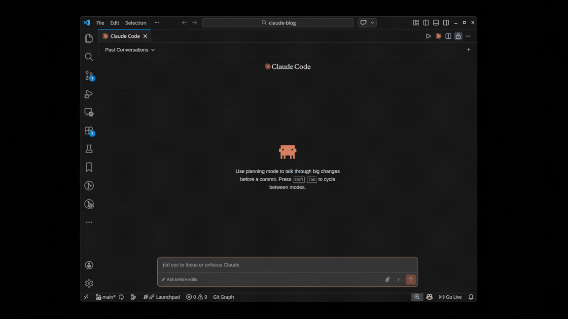 claude-blog command demo: routing /blog subcommands through the orchestrator