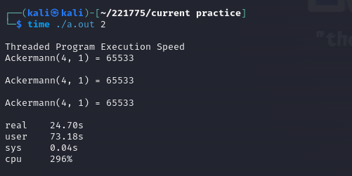 Threaded Ackermann Run