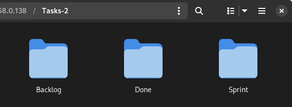 Screenshot of a file explorer showing 3 folders: Backlog, Sprint and Done
