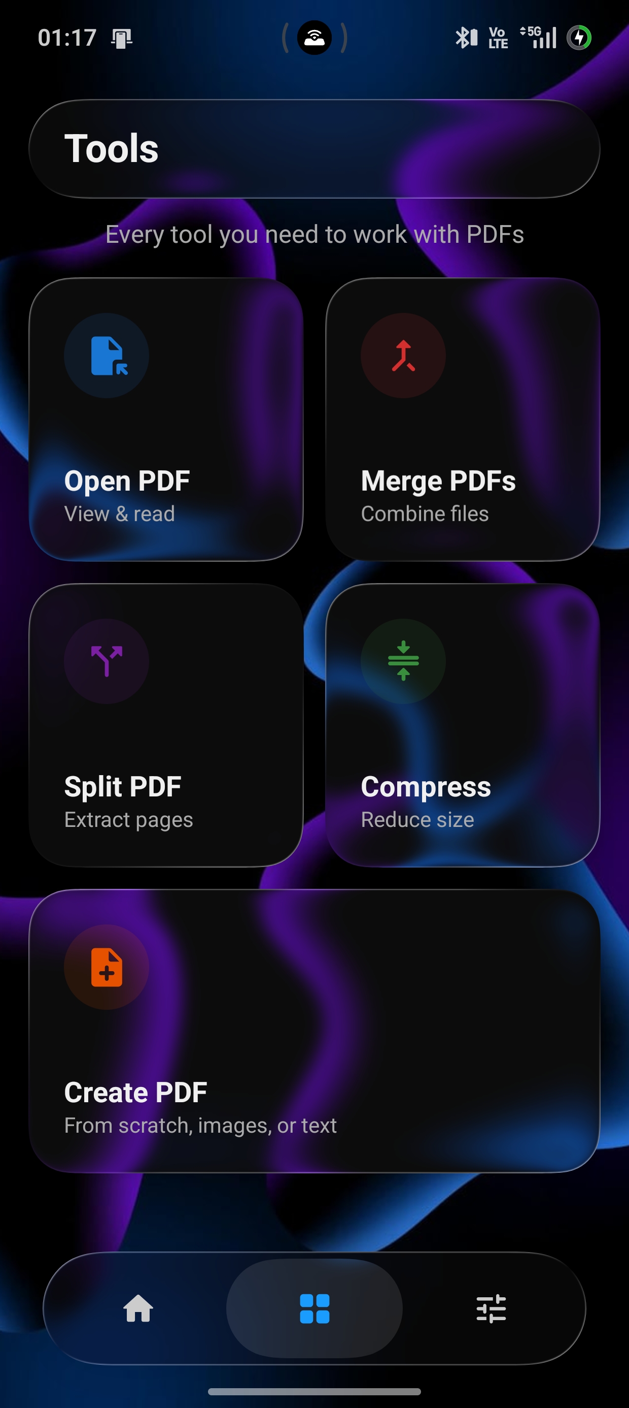 ClearPDF PDF tools in dark mode