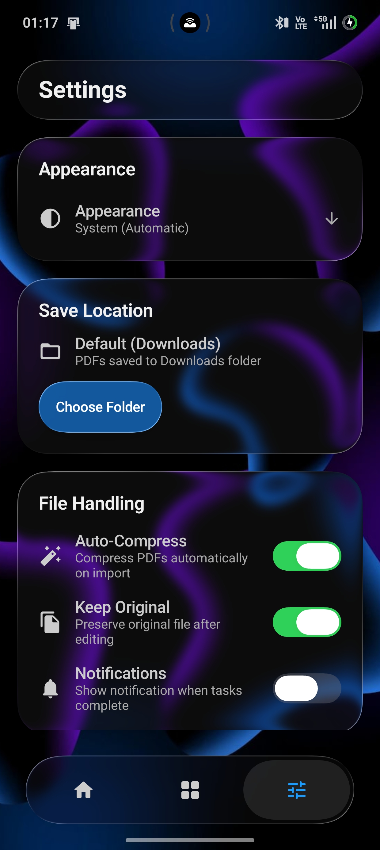ClearPDF settings in dark mode