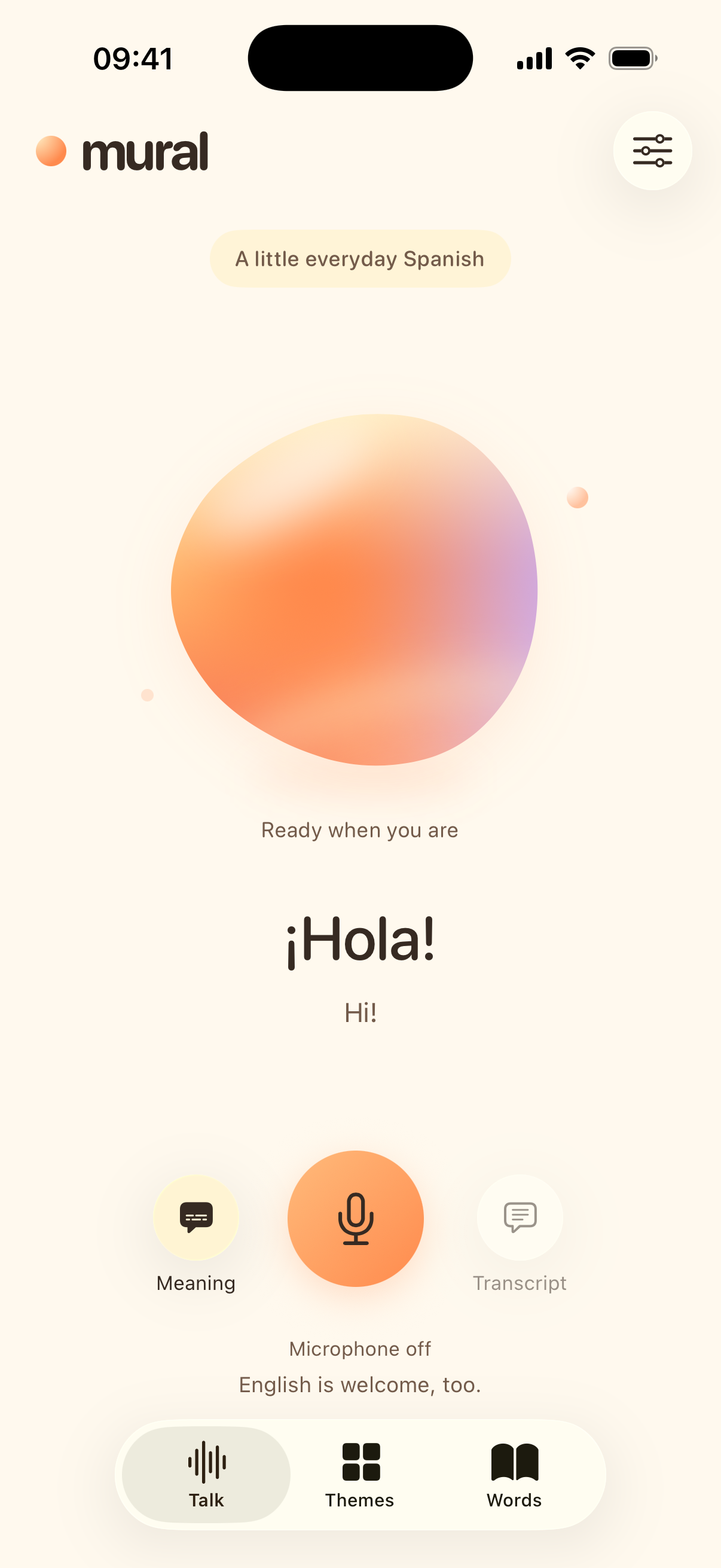 Mural greeting in Spanish with voice controls