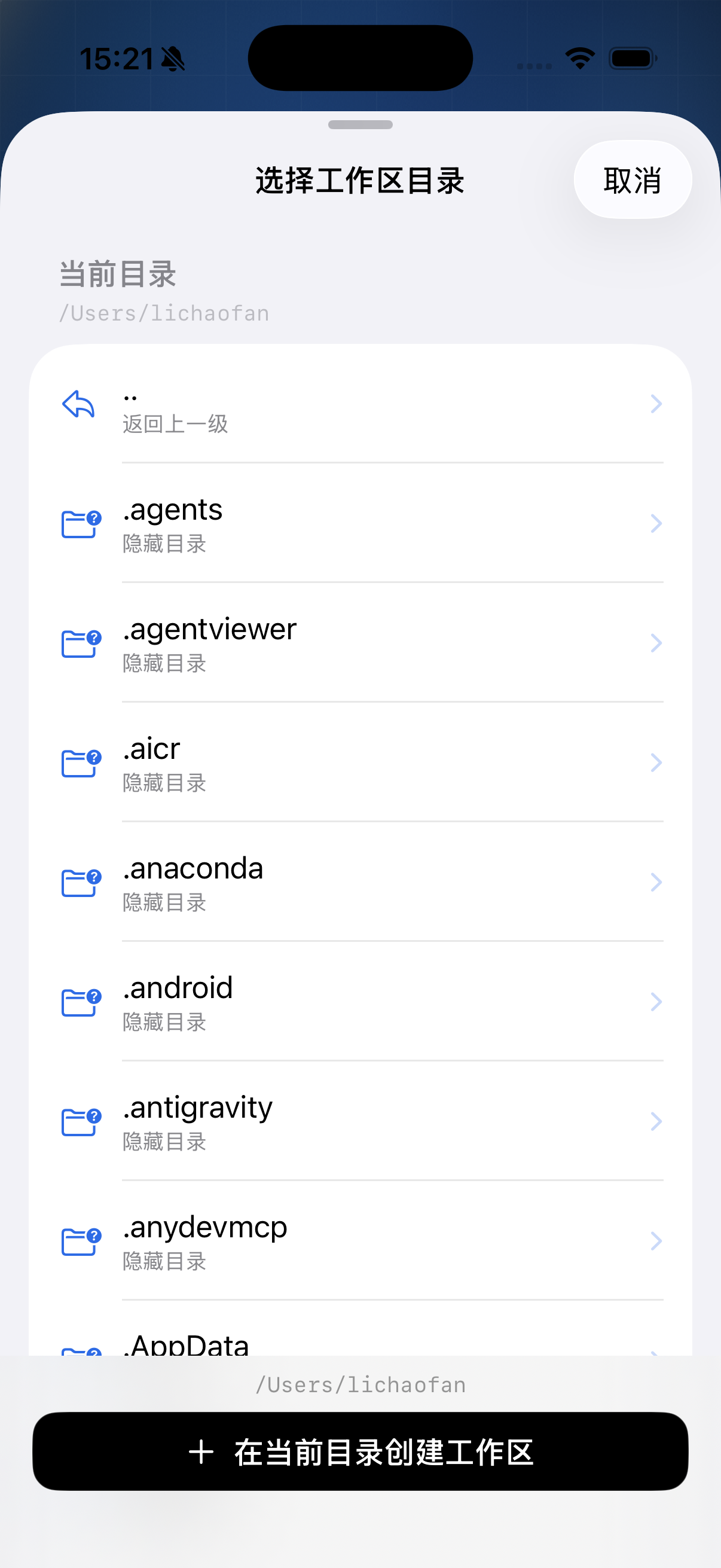 iOS 选择工作区目录