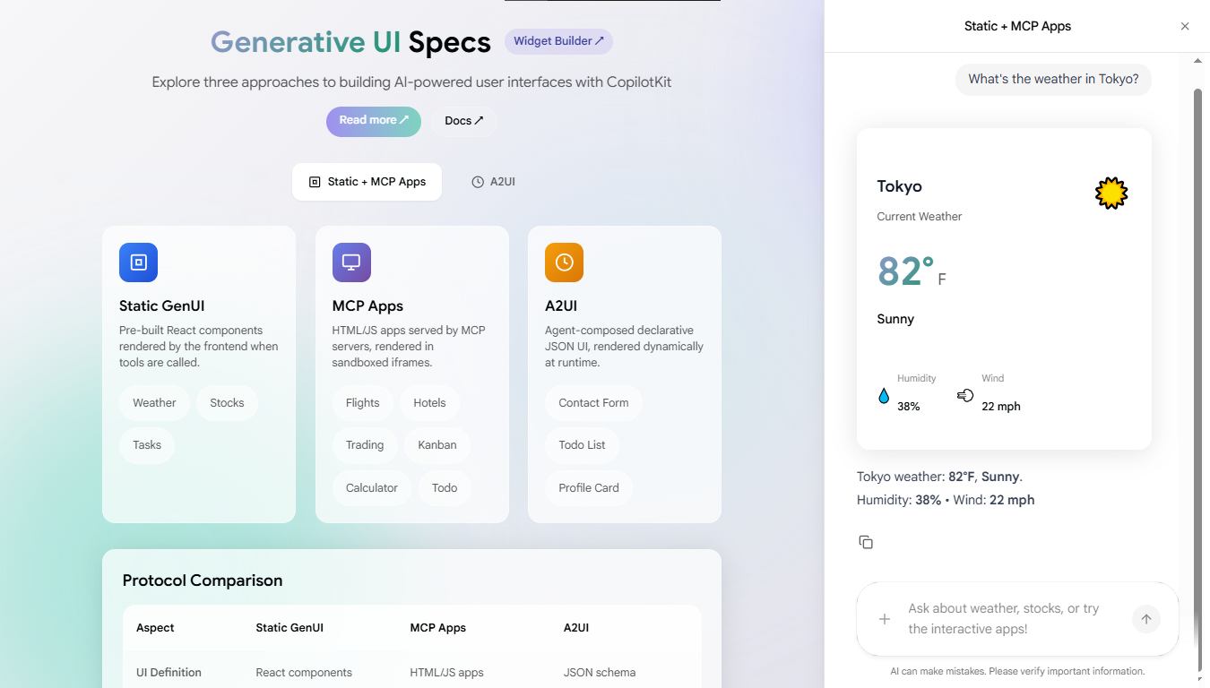 Generative UI playground preview