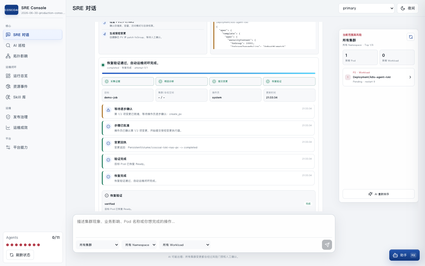 SRE recovery verification