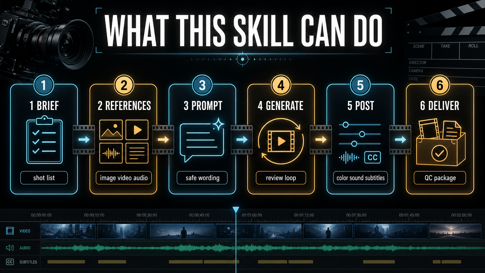 What this skill can do infographic: brief, references, prompt, generate, post, deliver