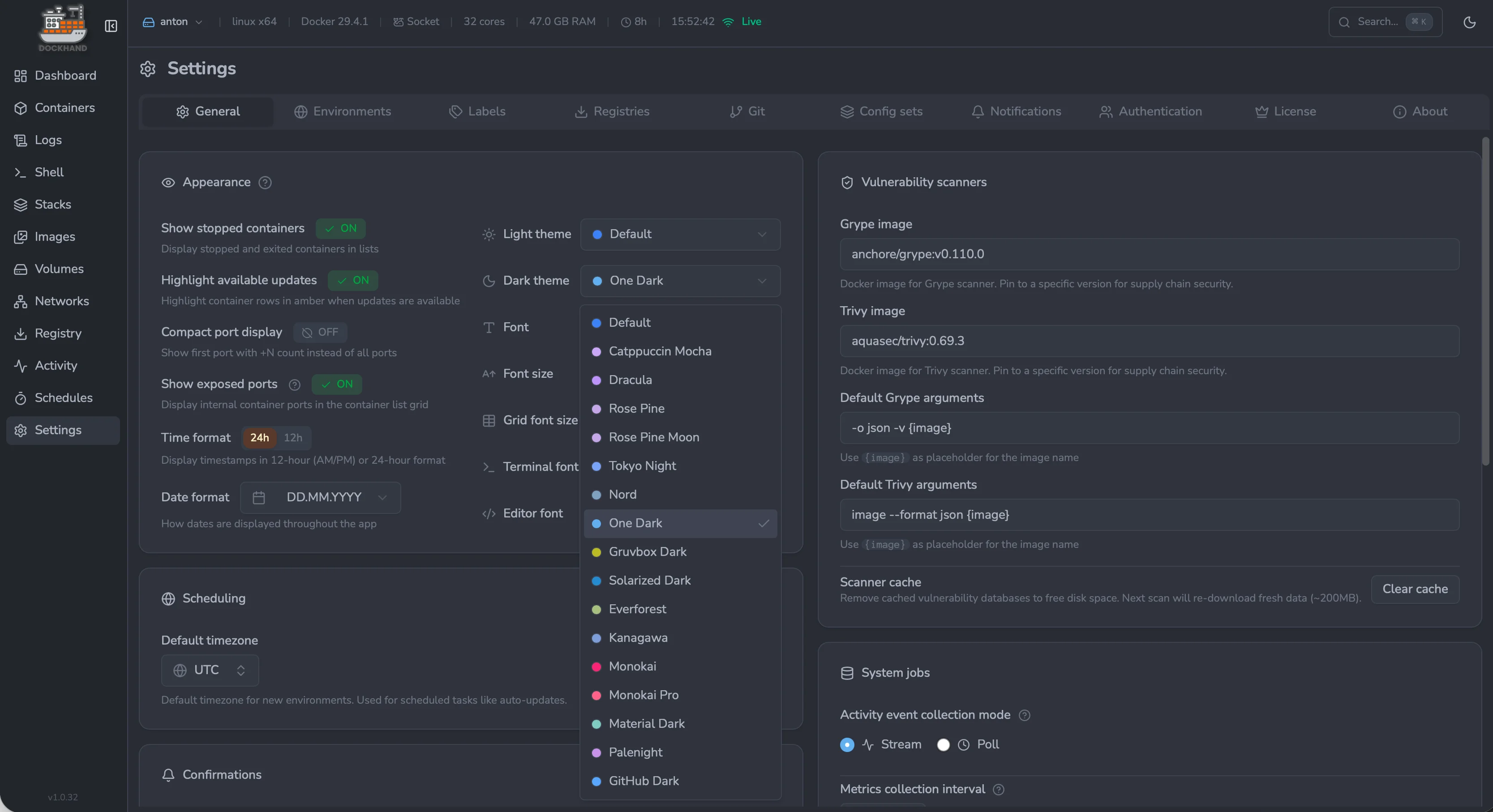 Settings and theming