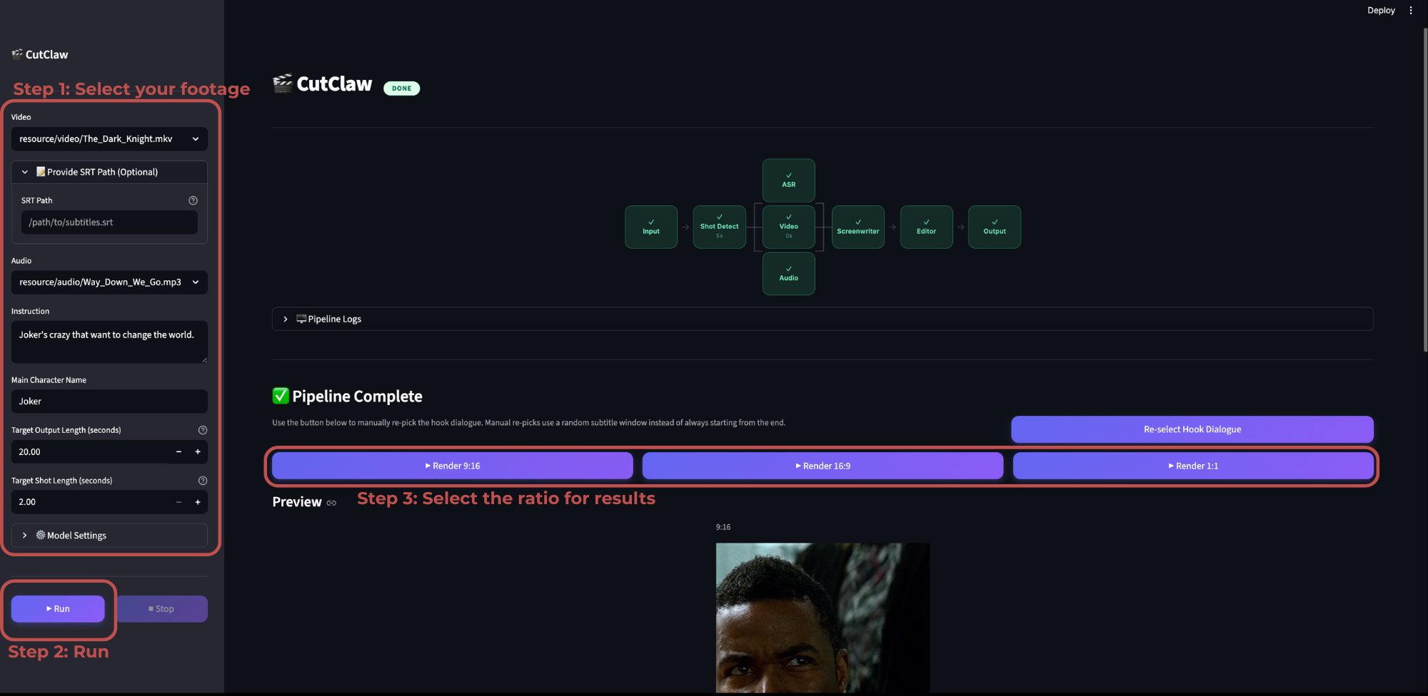 CutClaw UI demo