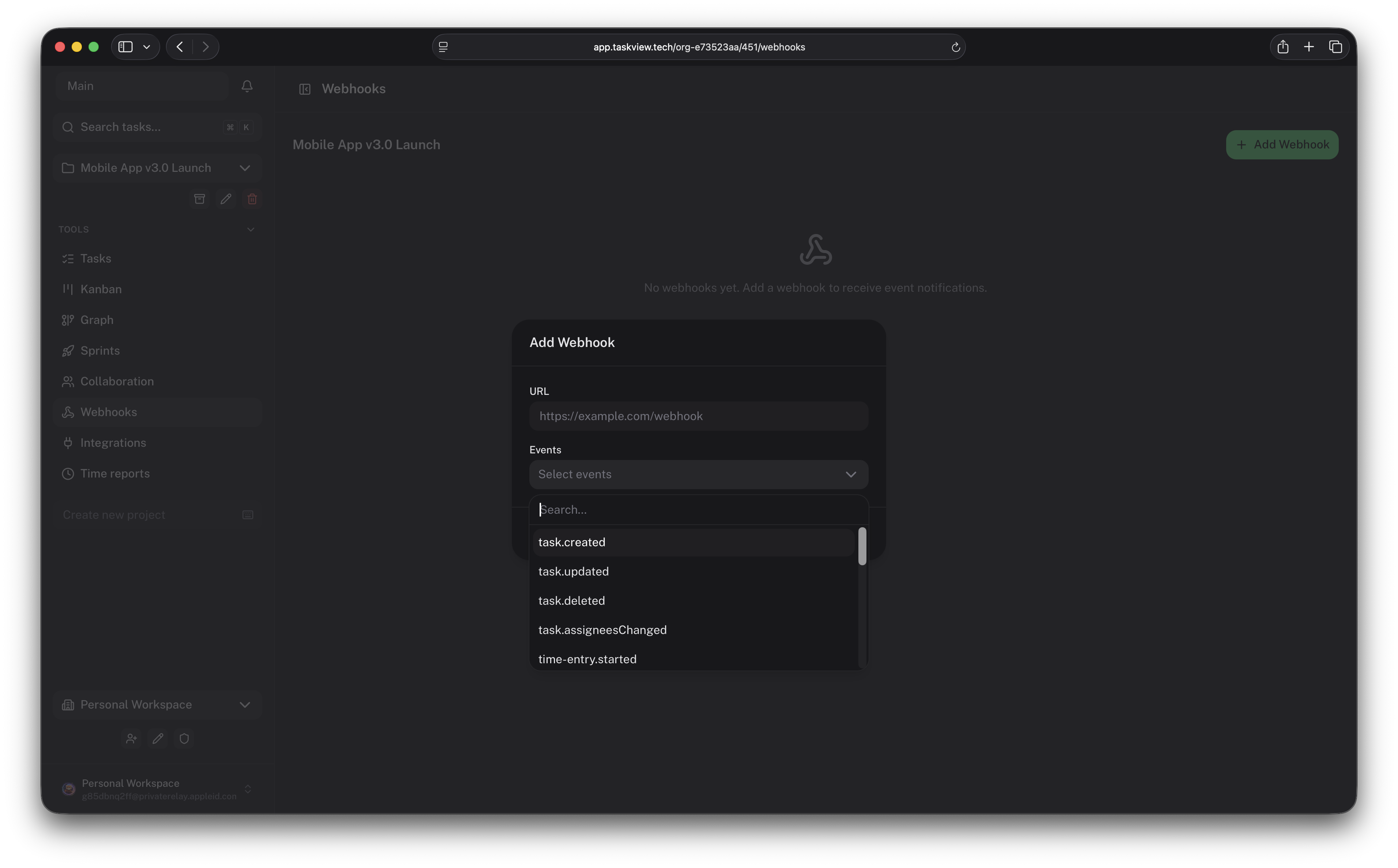 Webhooks configuration