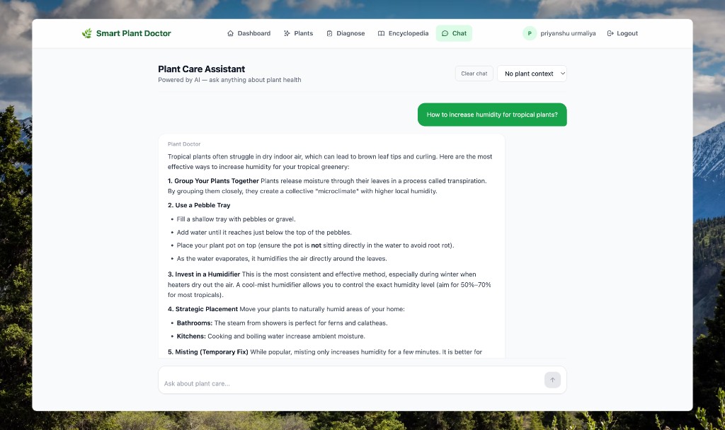 AI plant care assistant chat