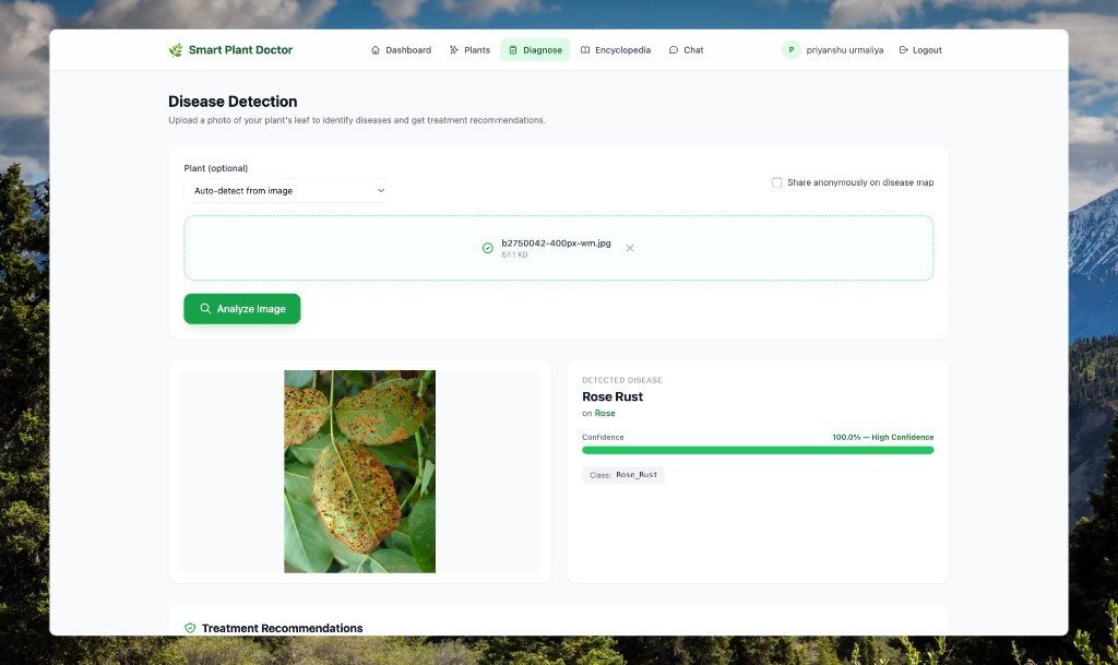 AI disease detection with Rose Rust diagnosis