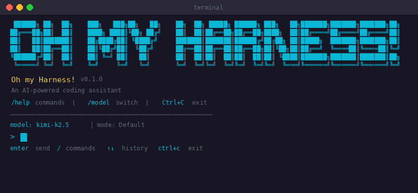 OpenHarness Landing Screen
