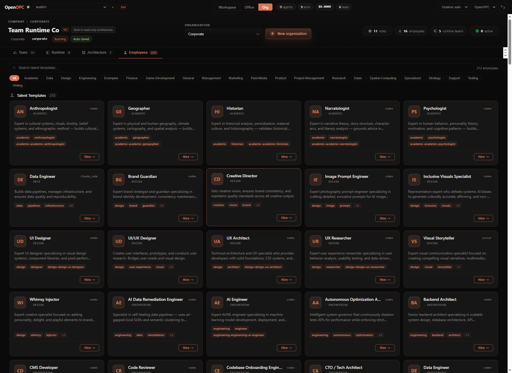 Talent market for browsing and recruiting employees