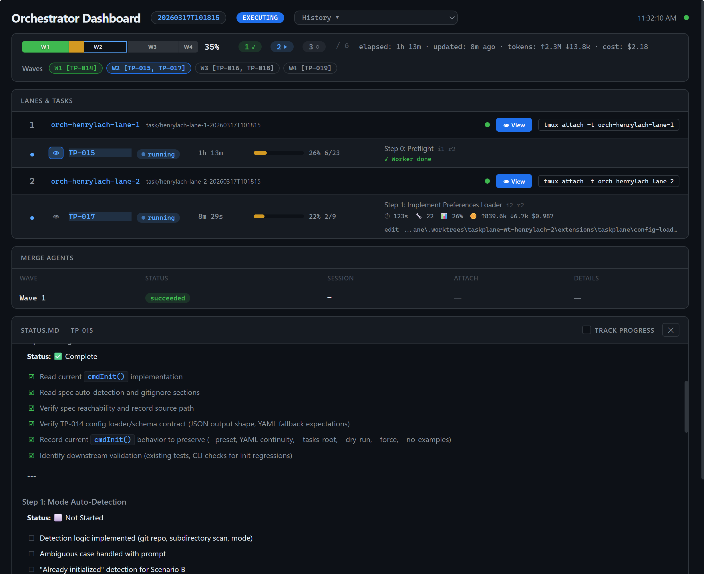 image of taskplane dashboard