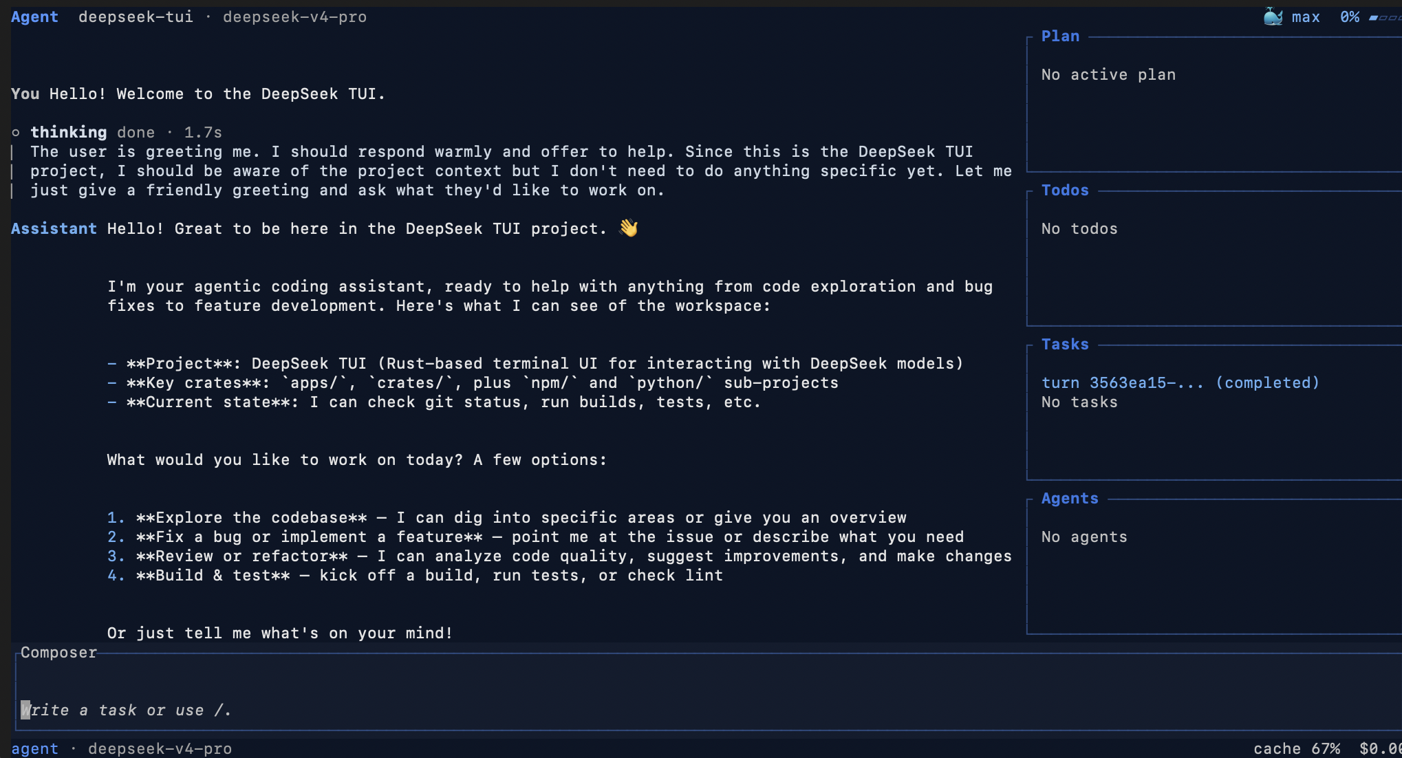 DeepSeek TUI screenshot