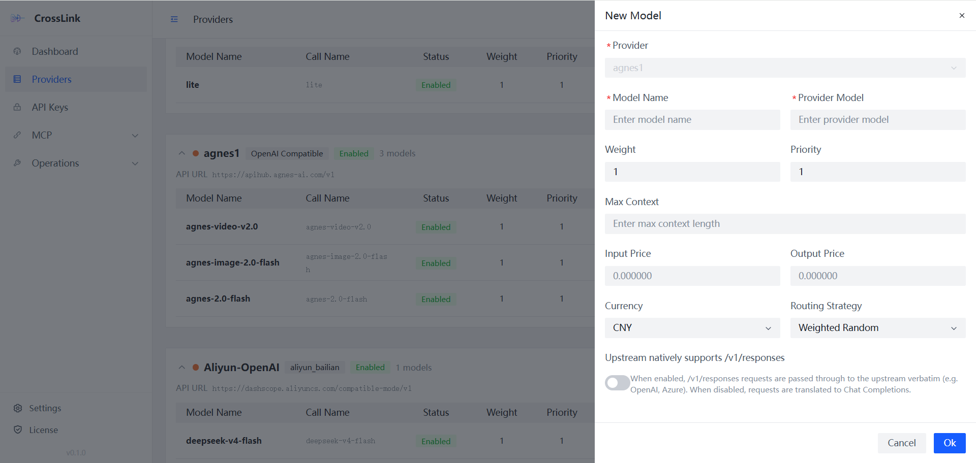 Provider and model configuration