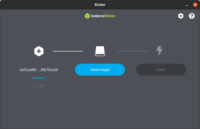 Balena Etcher: select target USB drive