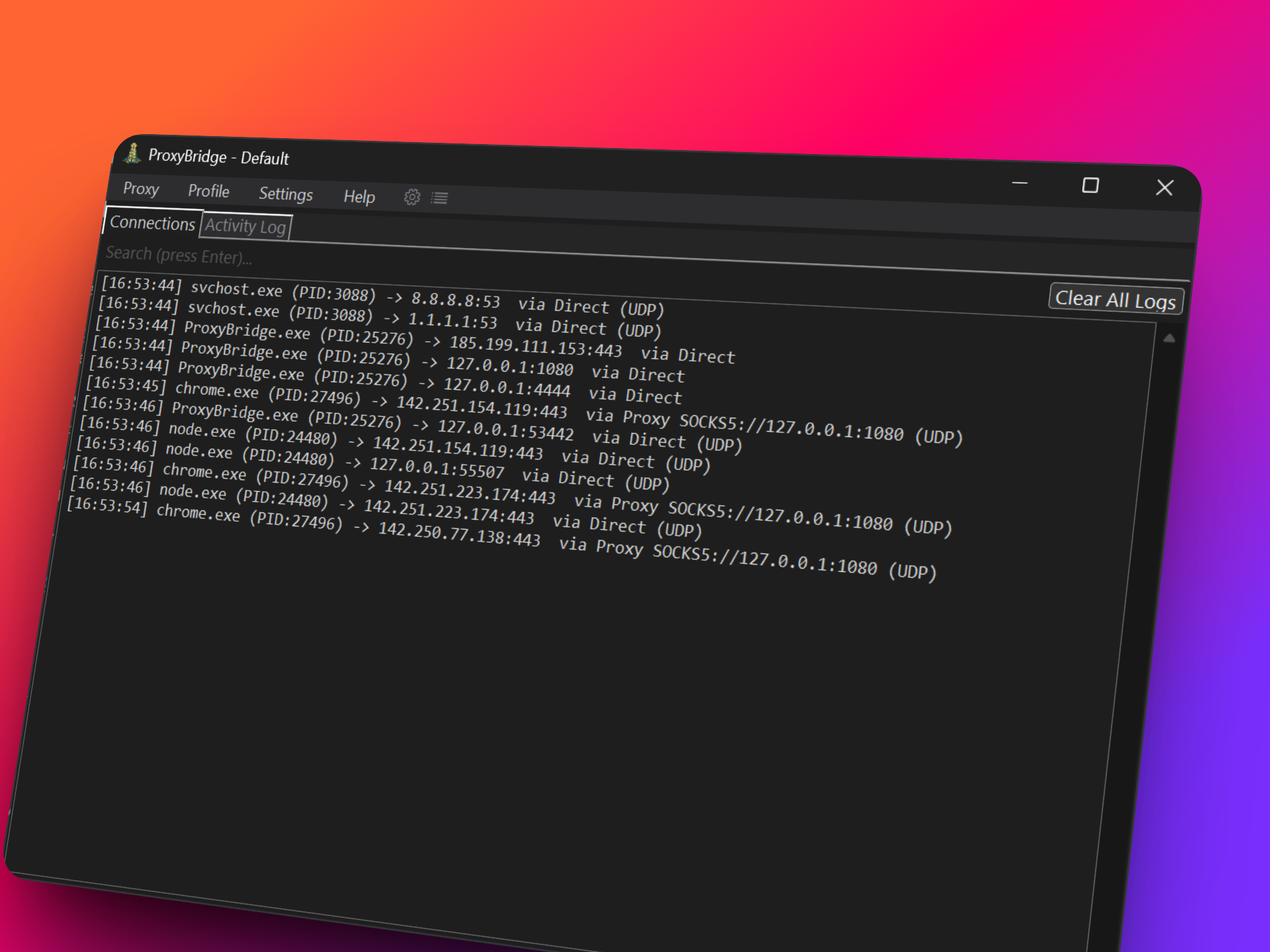 ProxyBridge Windows Main Interface