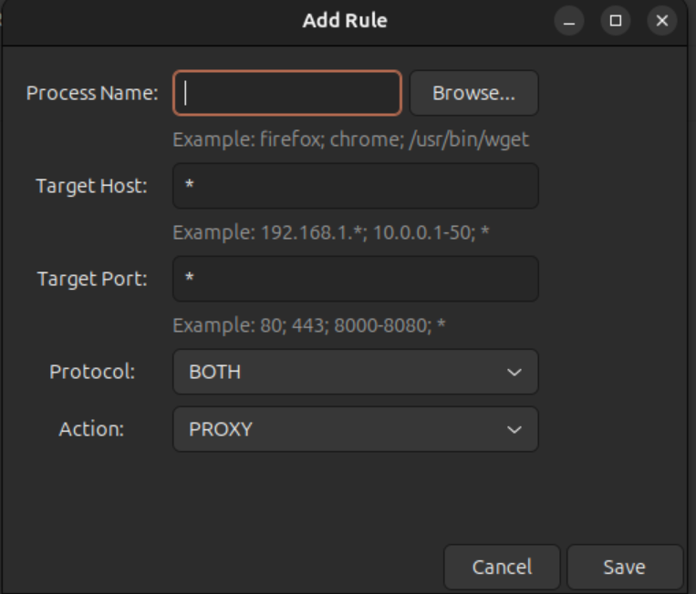 Add/Edit Rule Linux