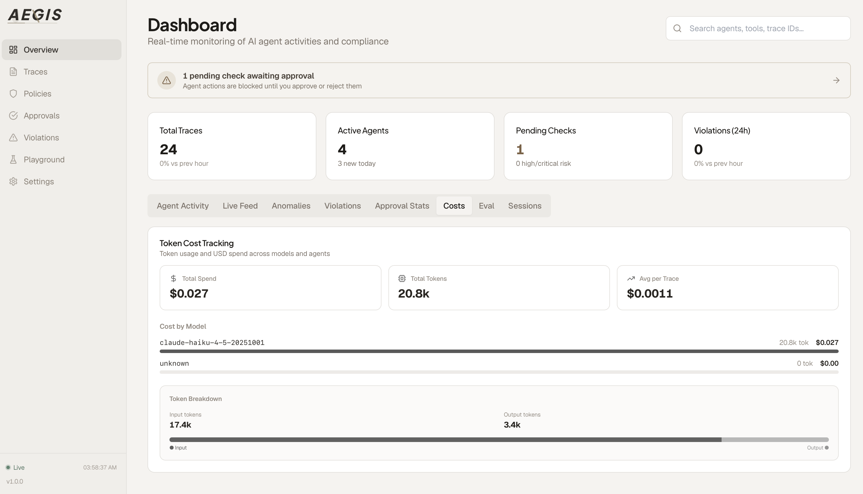 Cost tracking