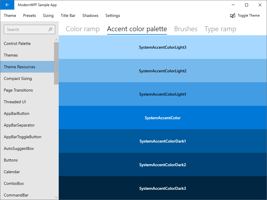 Accent color palette Accent color palette