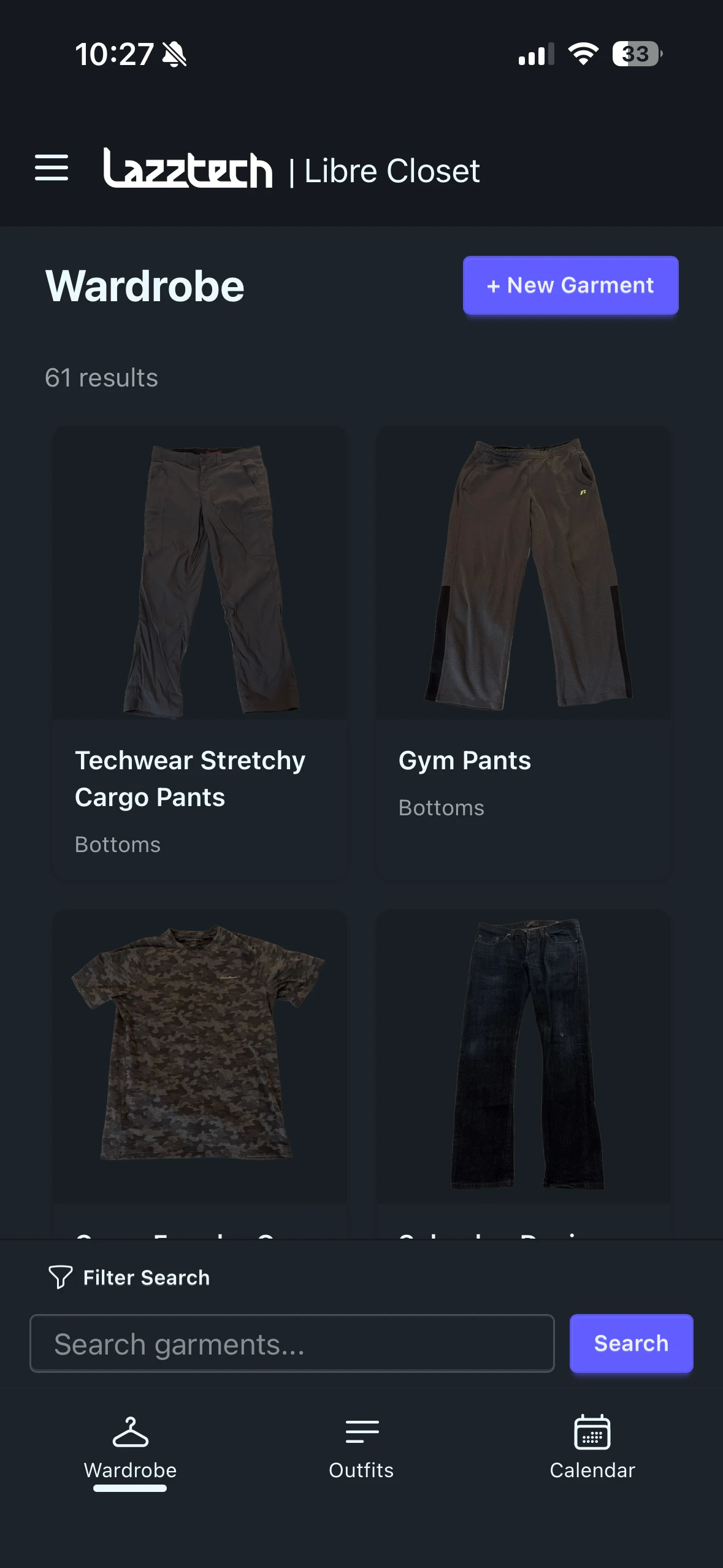 Wardrobe grid