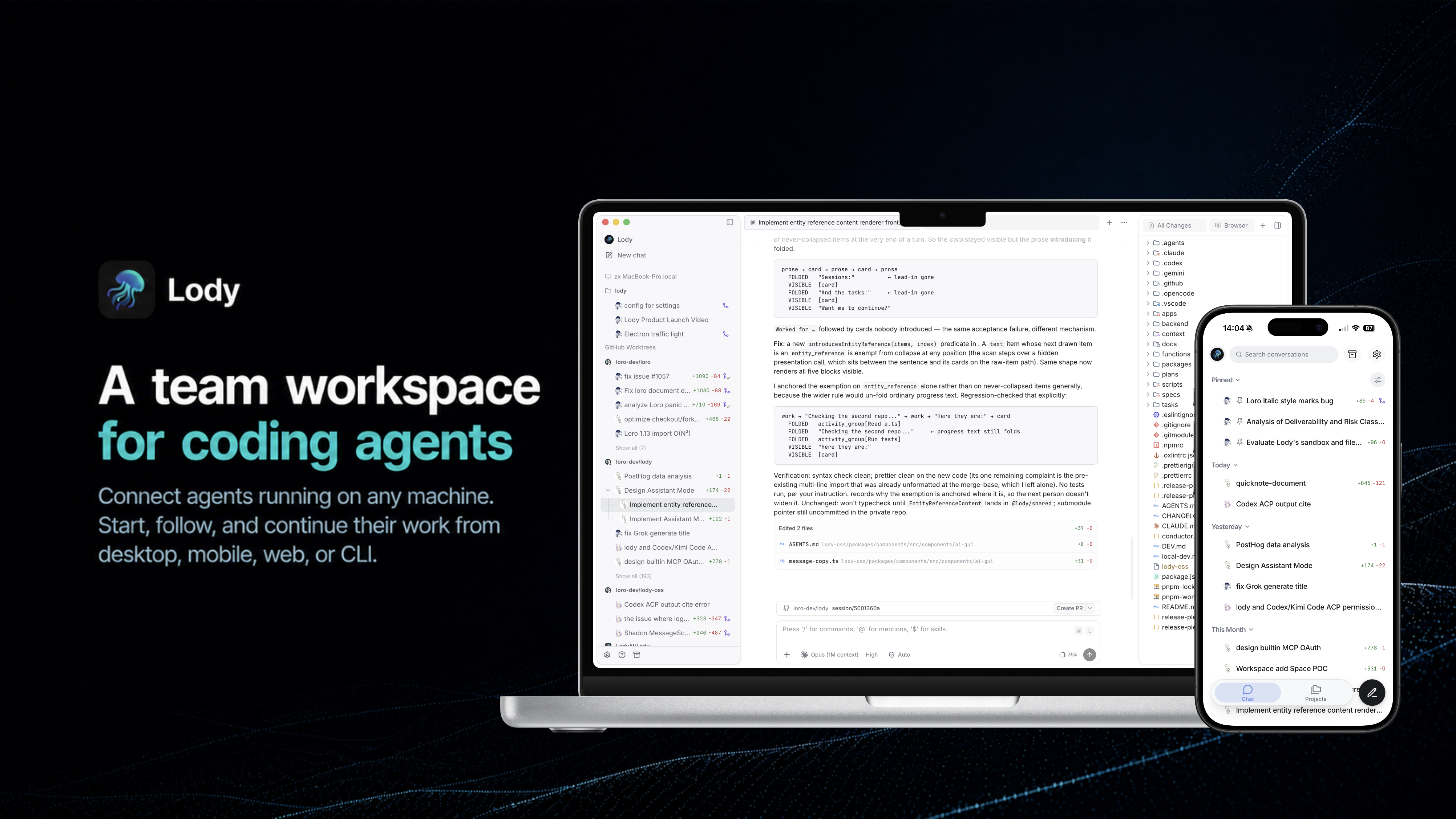 Lody running coding Agents across desktop and mobile