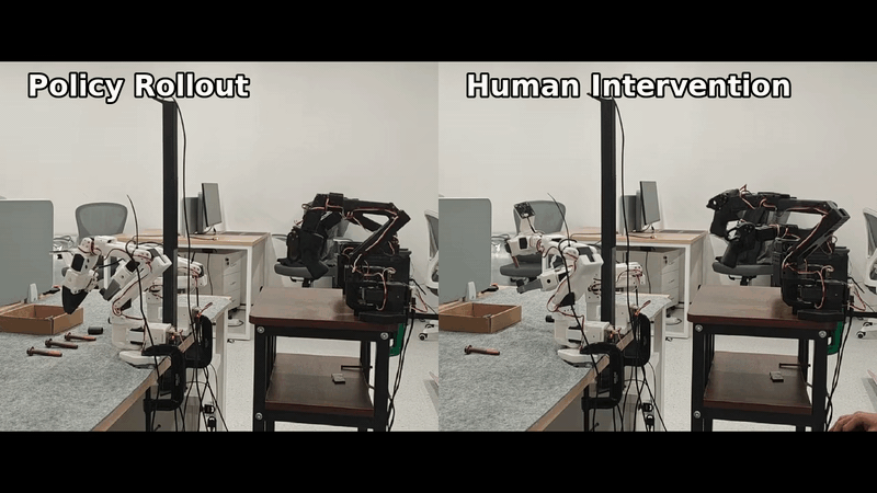 Policy rollout with human intervention demo