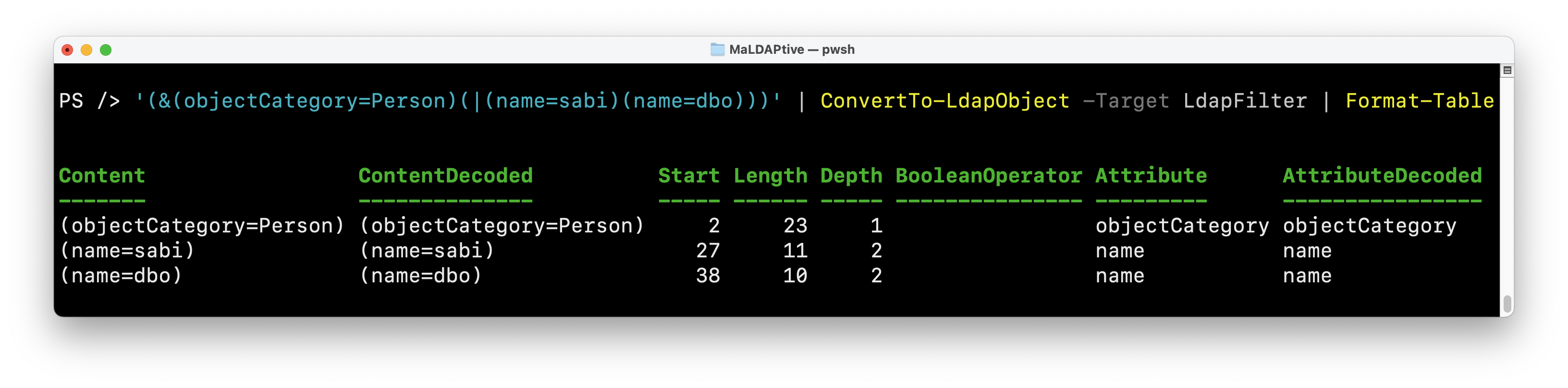 MaLDAPtive Screenshot Parser Filter MaLDAPtive