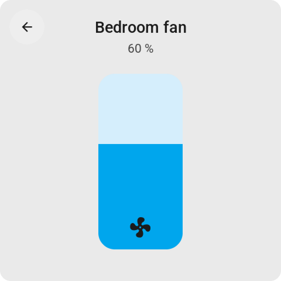 Fan card: the speed as a tall slider with the fan in it