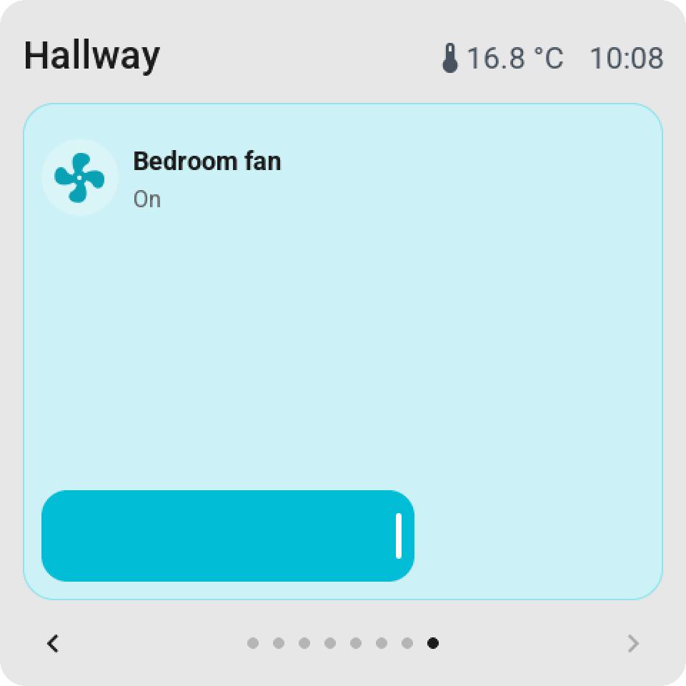A full-page fan tile with its speed slider along the bottom