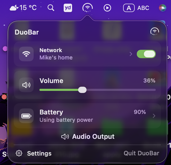 DuoBar 1.3.0 popover