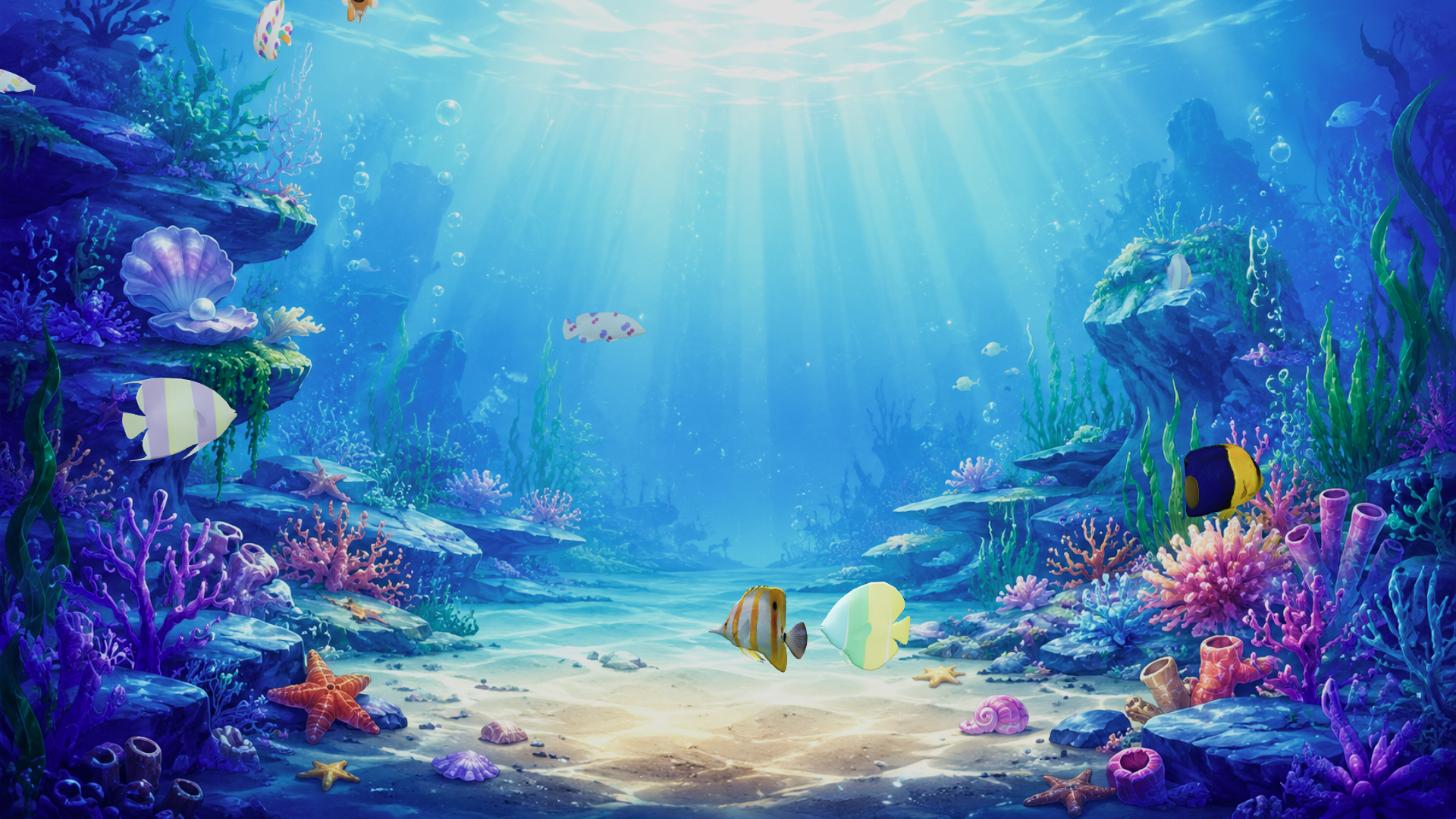 An aquarium with fish coloured by a child