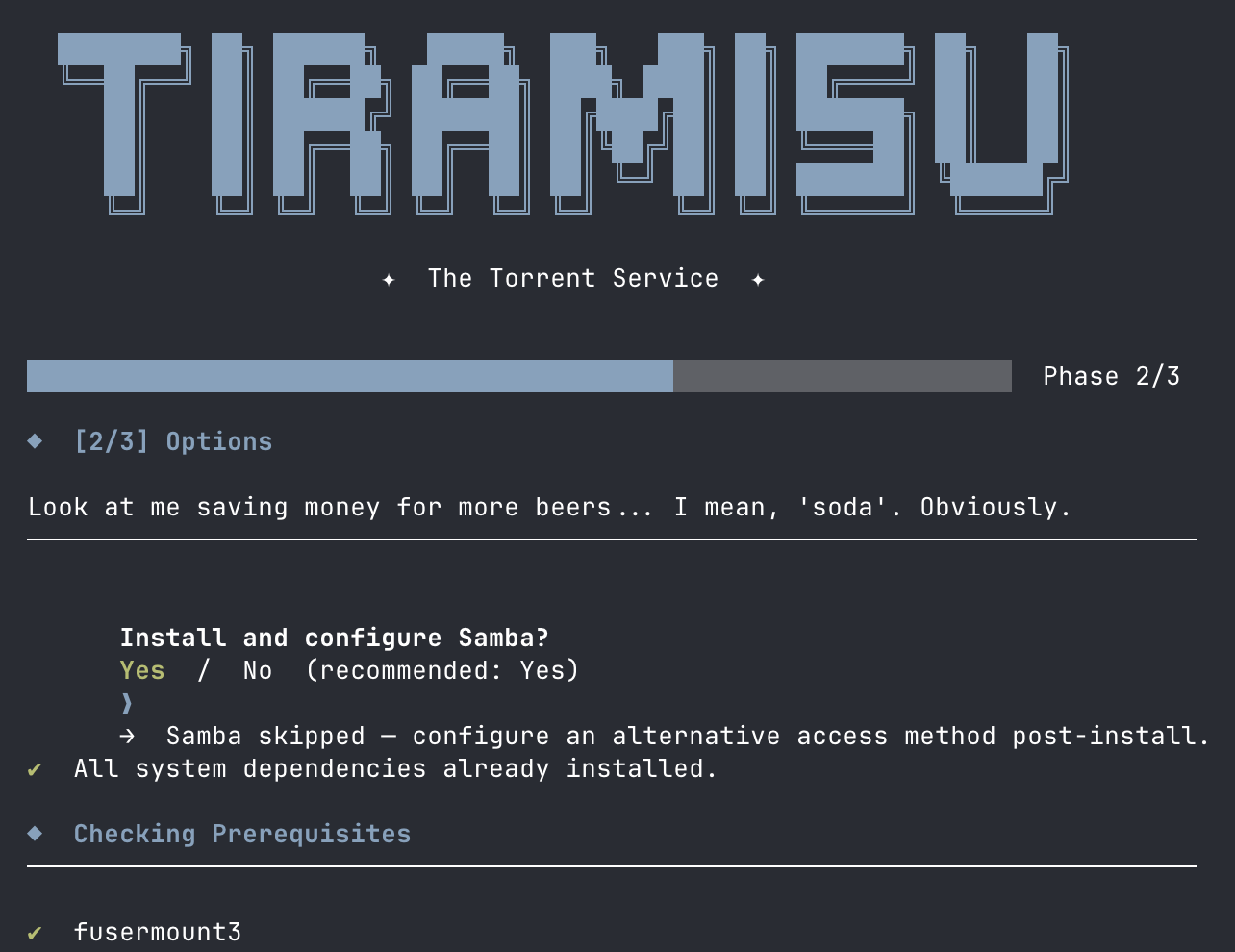 Tiramisu interactive installer