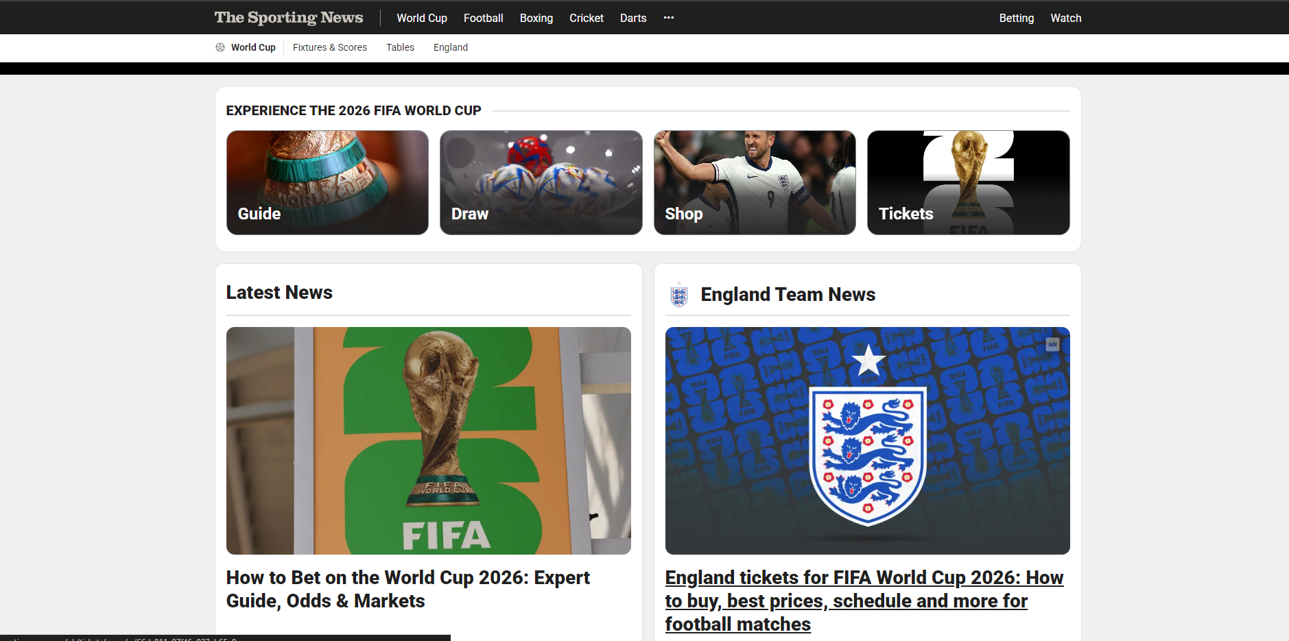 FIFA World Cup hub — draw, guide, shop, tickets