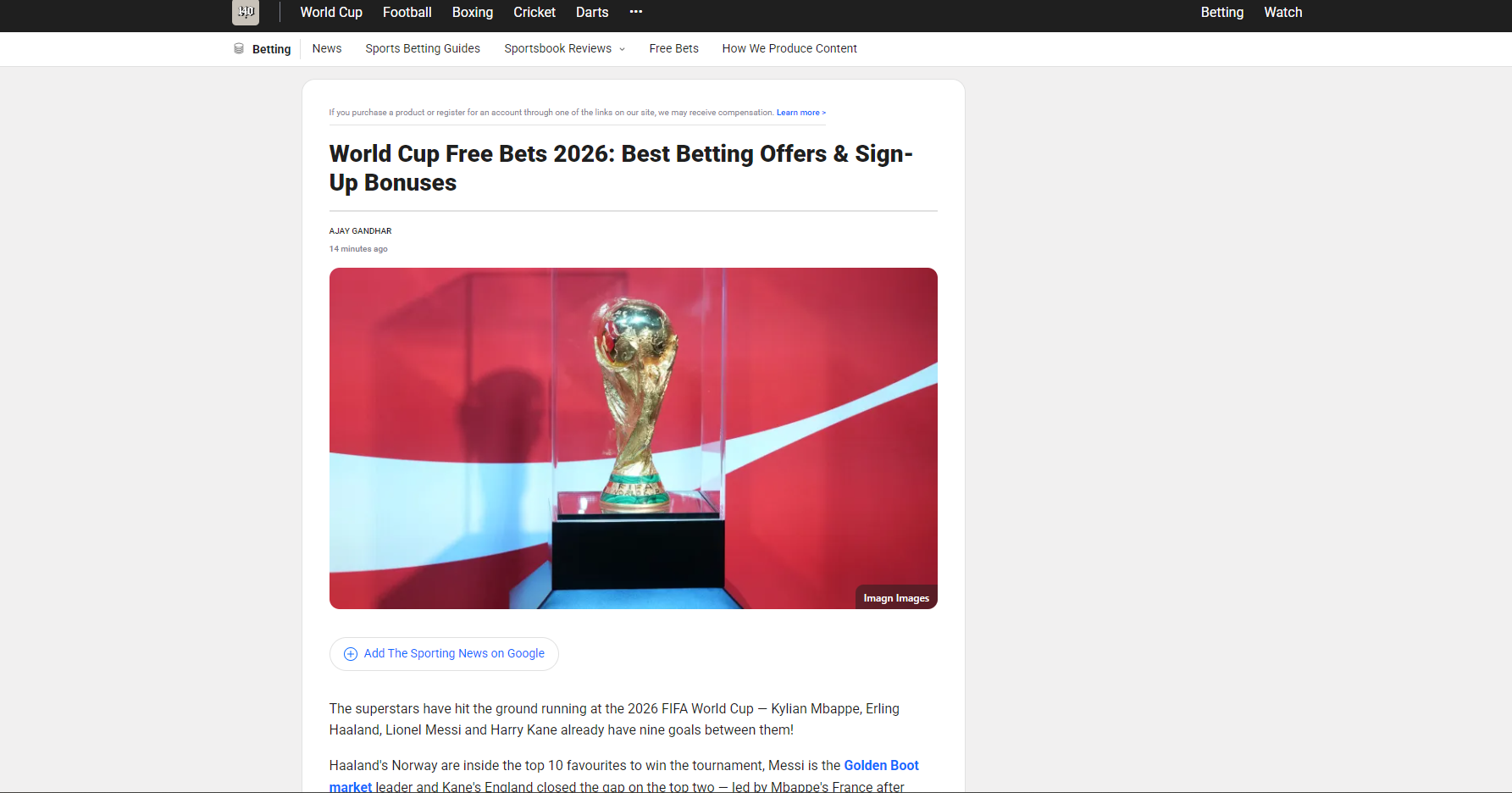 World Cup 2026 free bets and sign-up bonuses