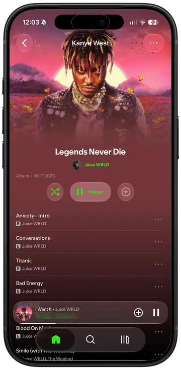 Full screen player with lyrics