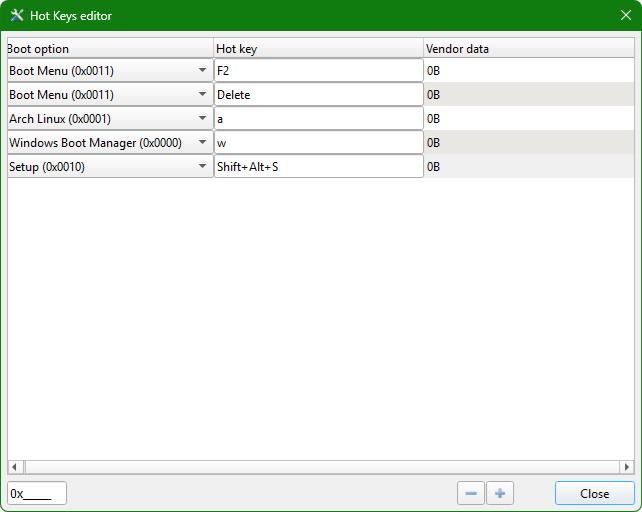 Hot Keys dialog