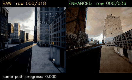 OpenFly raw and enhanced rollout comparison