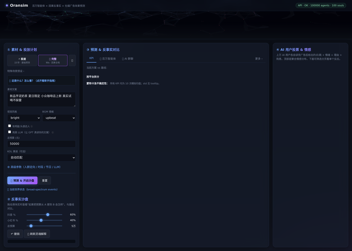 Three-panel prediction UI