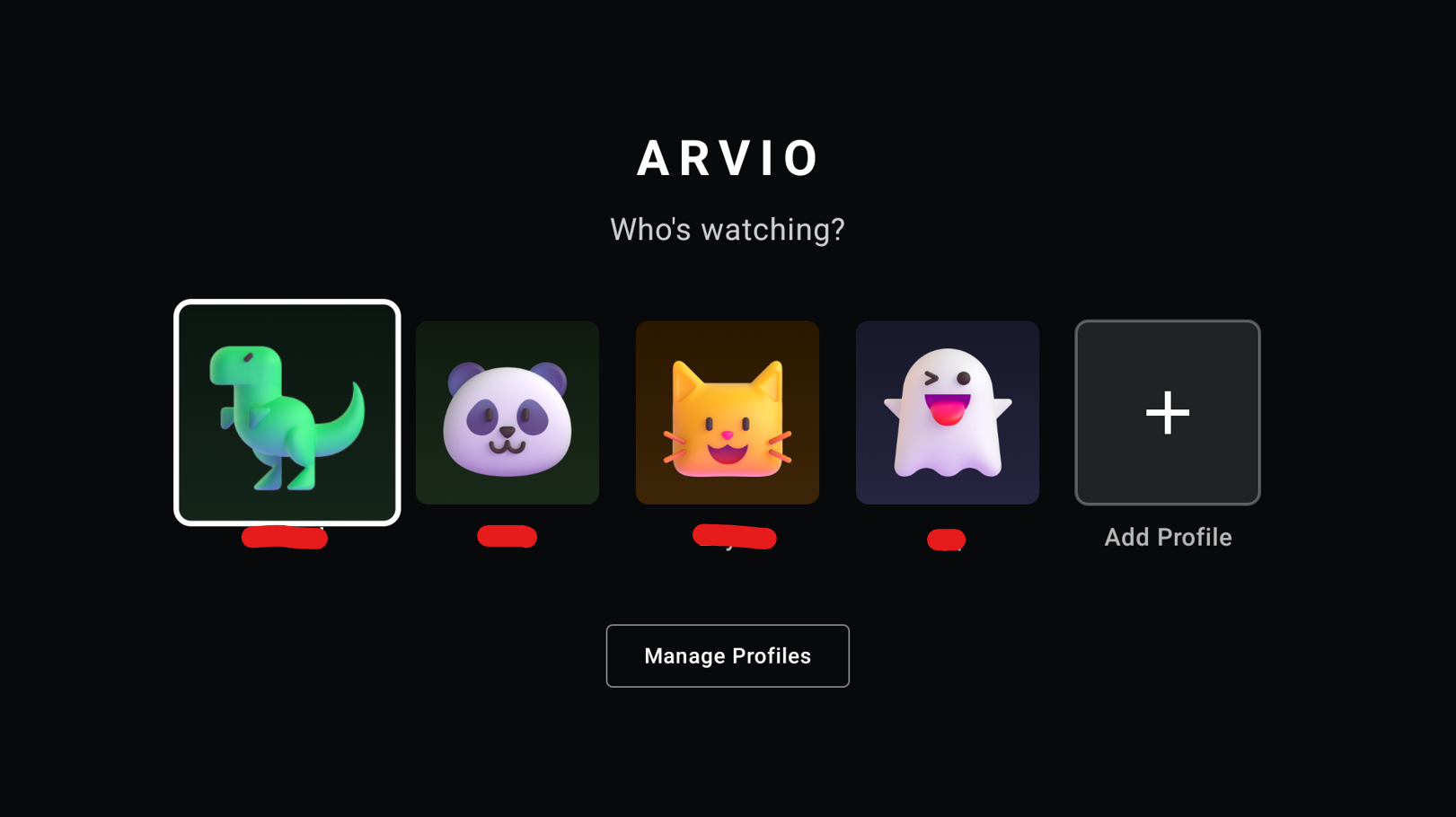 Profiles screen