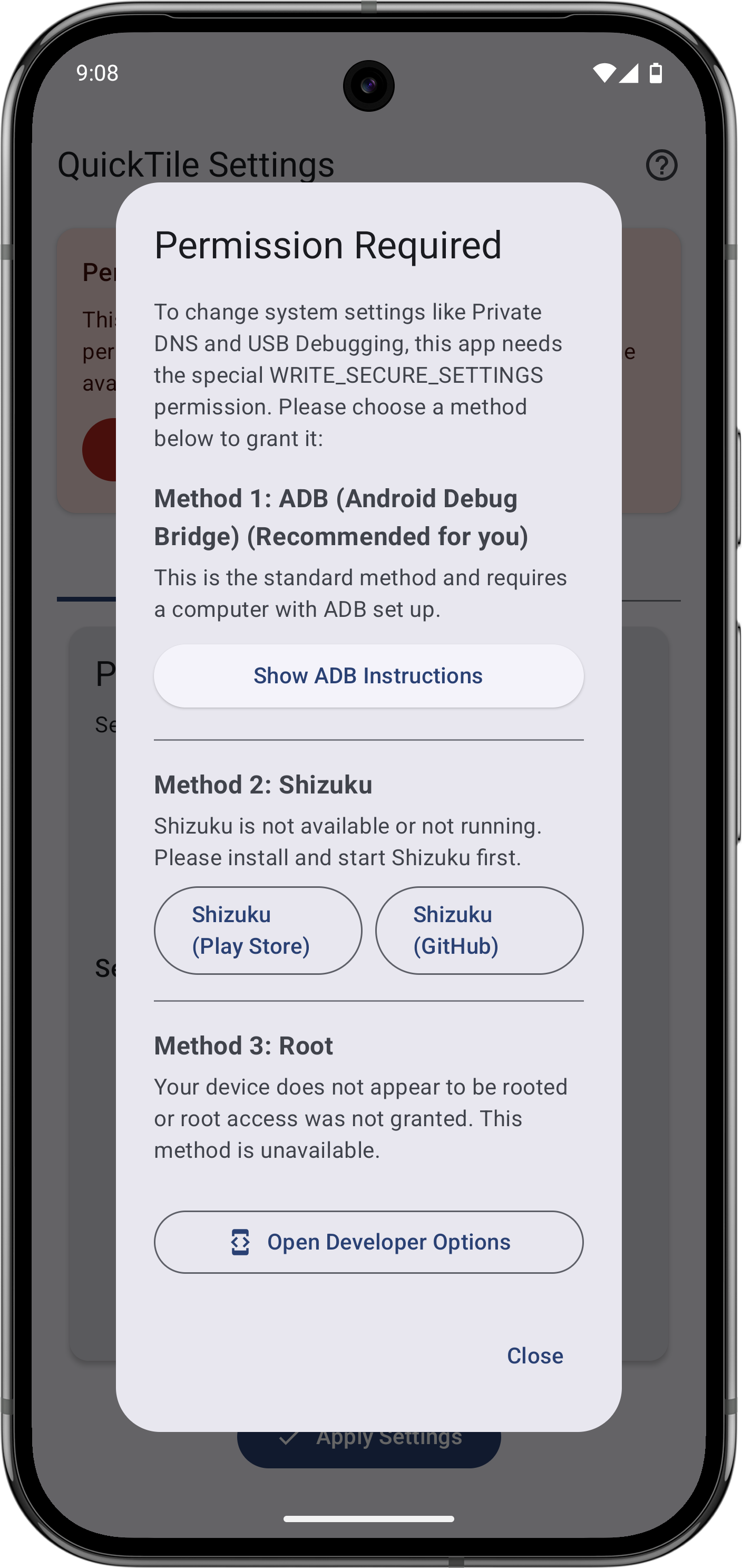 Permission Grant Dialog