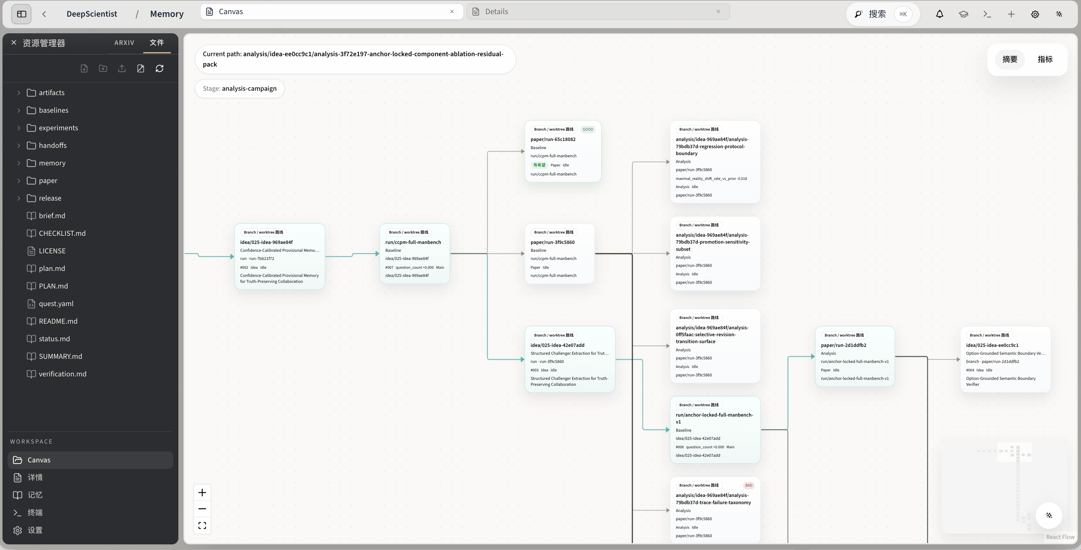 Canvas workspace preview
