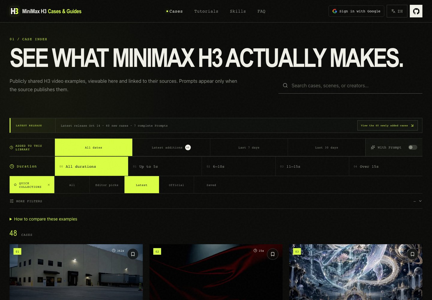 MiniMax H3 latest additions ordered by catalog date