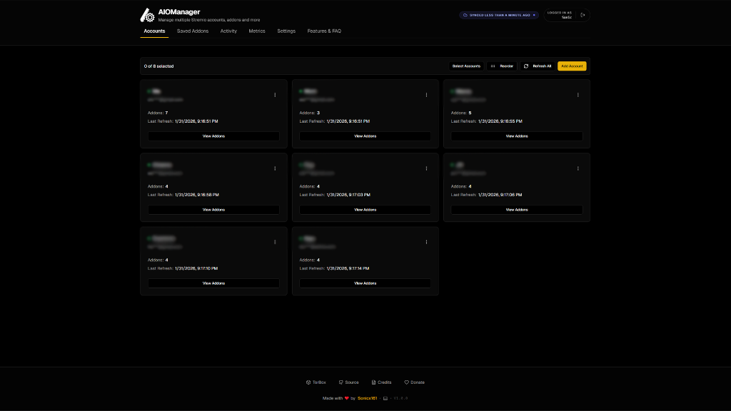 AIOManager Multi-Account Dashboard