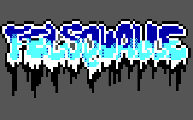 The word felsqualle in dripping pixel-art letters